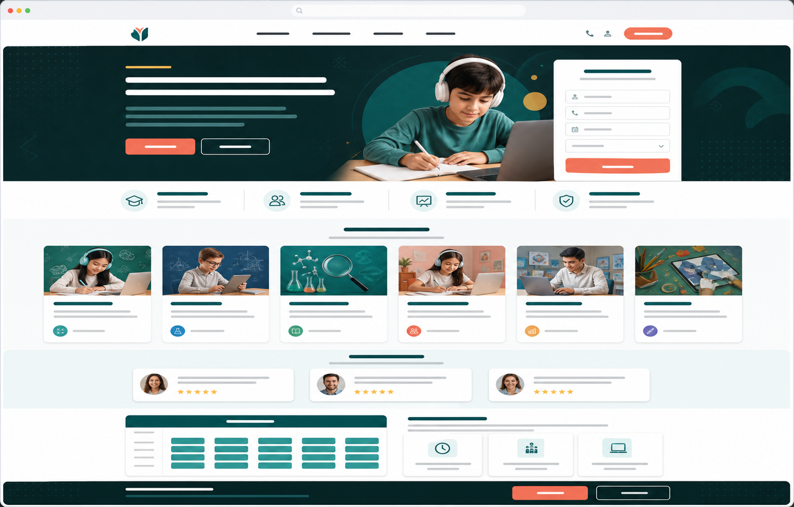 Education and training website case mockup