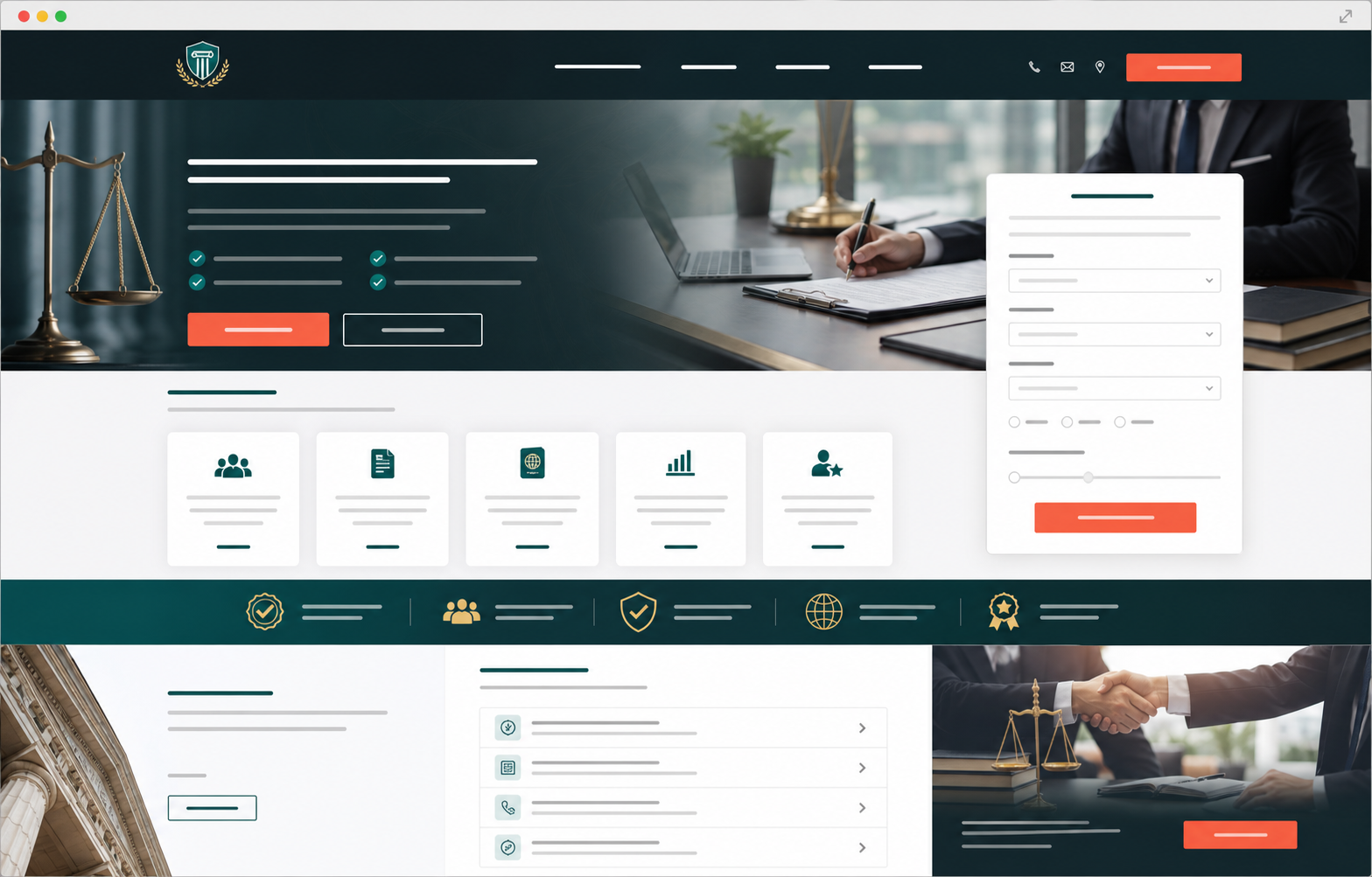 Legal immigration and accounting website case mockup
