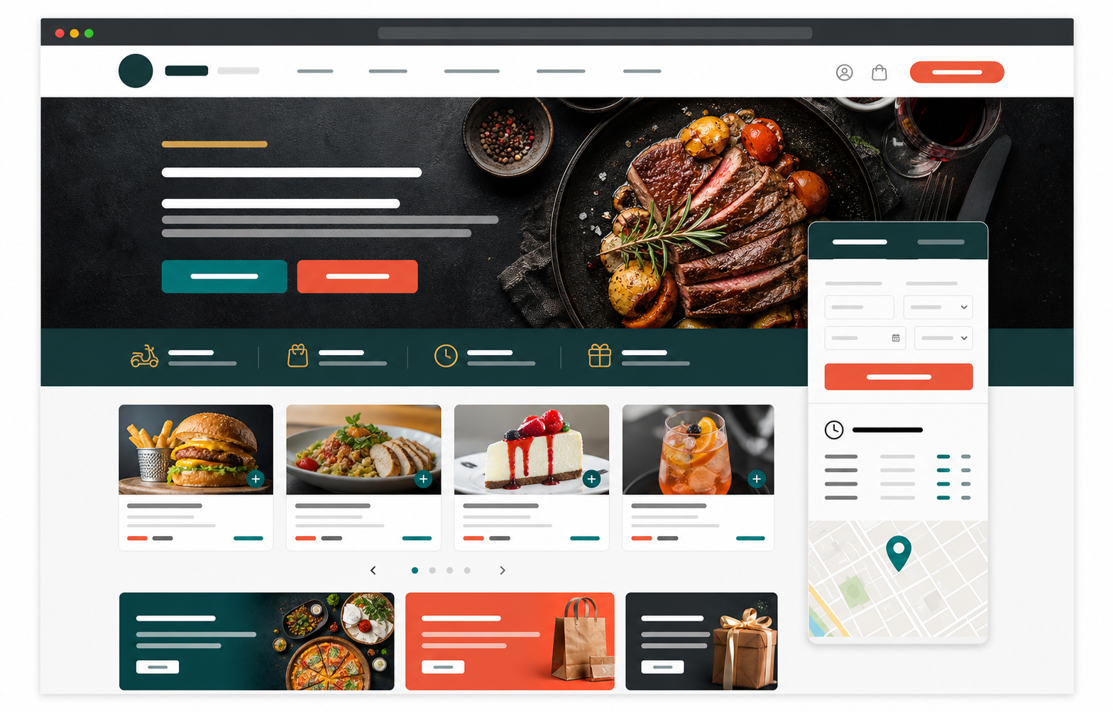 Restaurant and retail website case mockup